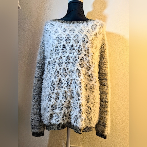 Fuzzy fun funky sweater Black Rivet Crew neck - Picture 1 of 8